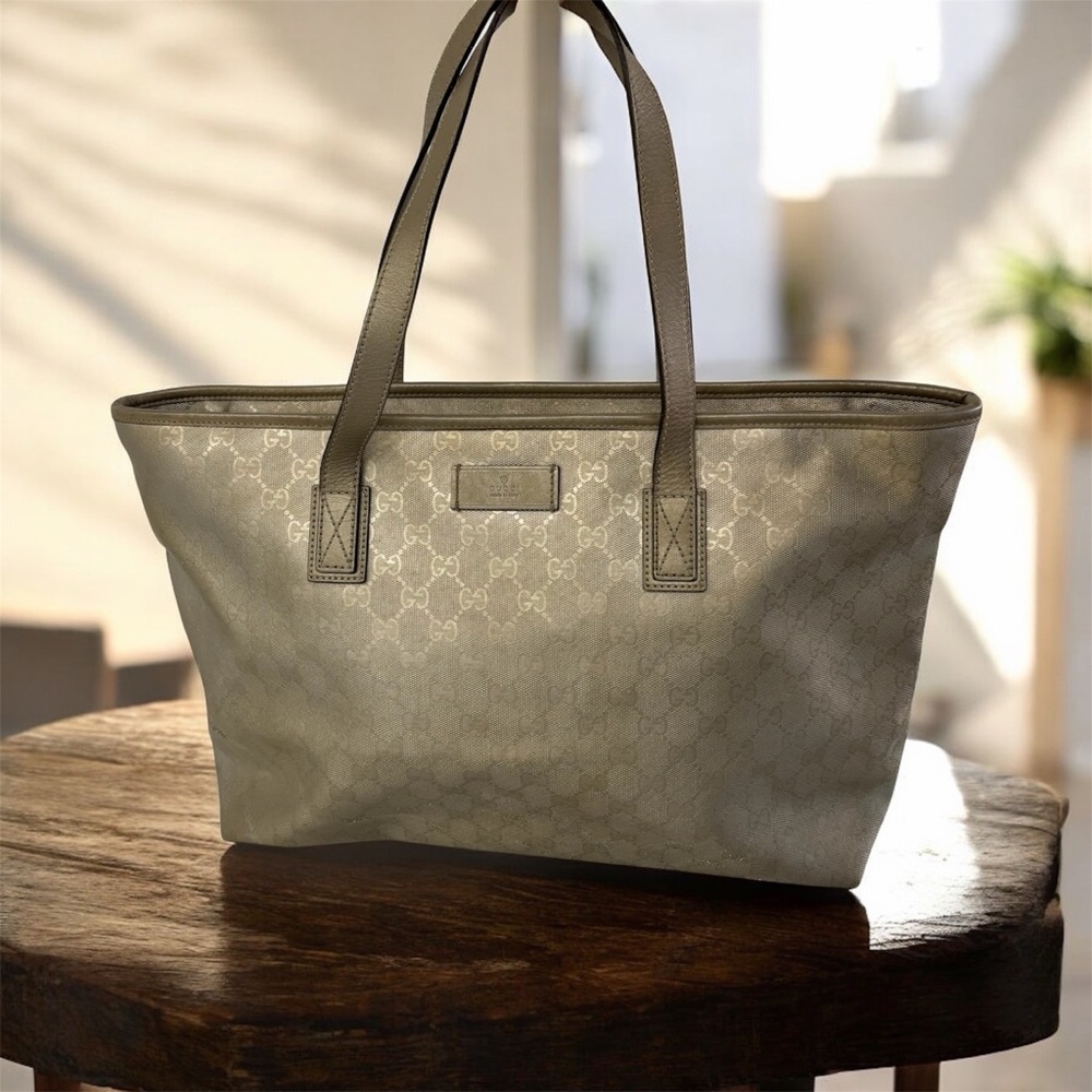 GUCCI GG CANVAS TOTE BAG CHAMPAGNE GOLD - Picture 6 of 6